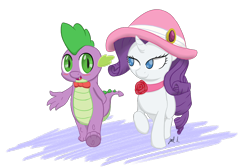 Size: 1200x800 | Tagged: safe, artist:jarr16, rarity, spike, dragon, pony, unicorn, blushing, bowtie, date, female, hat, male, rose, shipping, sparity, straight