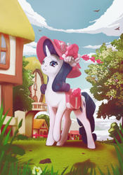 Size: 2067x2953 | Tagged: safe, artist:mechagen, rarity, pony, unicorn, fanfic art, hat, saddle bag, solo