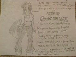 Size: 2592x1944 | Tagged: artist needed, safe, derpibooru import, twilight sparkle, anthro, donkey kong country, donkey kong country tropical freeze, mario kart 8, monochrome, nintendo, pokémon, rayman legends, solo, sonic lost world, super smash bros., traditional art