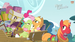 Size: 853x478 | Tagged: safe, screencap, apple bloom, applejack, big macintosh, granny smith, pinkie pie, earth pony, pony, pinkie apple pie, male, stallion