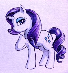 Size: 3373x3645 | Tagged: safe, artist:superstarwordgirl, rarity, pony, unicorn, female, horn, mare, purple mane, solo, traditional art, white coat