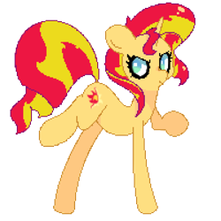 Size: 1500x1500 | Tagged: safe, artist:turtlefarminguy, sunset shimmer, pony, unicorn, female, mare, misleading thumbnail, pixel art, raised hoof, raised leg, simple background, solo, transparent background