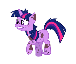 Size: 10000x8438 | Tagged: safe, artist:alexpony, derpibooru import, twilight sparkle, unicorn twilight, pony, unicorn, it's about time, absurd resolution, blank flank, dirty, female, mare, nervous, raised hoof, scar, simple background, solo, transparent background, vector