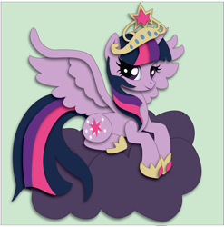 Size: 1801x1820 | Tagged: safe, artist:the-paper-pony, derpibooru import, twilight sparkle, twilight sparkle (alicorn), alicorn, pony, cloud, female, mare, solo