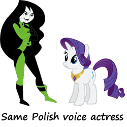 Size: 600x600 | Tagged: safe, rarity, pony, unicorn, exploitable meme, kim possible, meme, monika kwiatkowska, poland, polish, same voice actor, shego