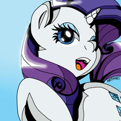 Size: 900x900 | Tagged: safe, artist:henyoki, rarity, pony, unicorn, female, horn, mare, solo, white coat