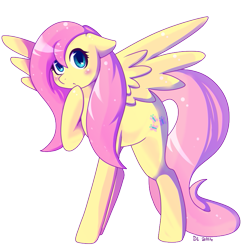 Size: 777x773 | Tagged: safe, artist:daikaluff, fluttershy, pegasus, pony, blushing, cute, female, floppy ears, looking at you, mare, shyabetes, simple background, solo, spread wings, transparent background