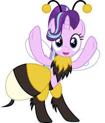 Size: 1020x1200 | Tagged: safe, artist:cloudyglow, starlight glimmer, bee, pony, unicorn, animal costume, bee costume, bumblebee, clothes, costume, female, mare, simple background, solo, transparent background