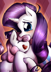 Size: 620x876 | Tagged: safe, artist:secret-pony, rarity, sweetie belle, pony, unicorn, duo, duo female, female, filly, mare, siblings, sisters, white coat