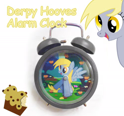 Size: 2064x1929 | Tagged: safe, artist:sn3akyfox, derpy hooves, pegasus, pony, alarm clock, clock, craft, female, food, mare, muffin, product