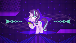 Size: 3840x2160 | Tagged: safe, artist:cloudyglow, artist:illumnious, artist:laszlvfx, edit, starlight glimmer, pony, unicorn, road to friendship, cutie mark, eating, falafel, female, food, raised hoof, solo, wallpaper, wallpaper edit