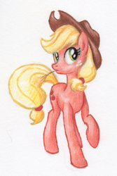 Size: 447x668 | Tagged: safe, artist:benrusk, applejack, earth pony, pony, female, mare, solo, traditional art