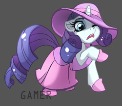 Size: 500x431 | Tagged: safe, artist:thegamercolt, rarity, pony, unicorn, clothes, dress, hat, raised hoof, shoes, solo, summer dress