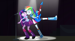 Size: 1280x714 | Tagged: safe, derpibooru import, screencap, rainbow dash, twilight sparkle, twilight sparkle (alicorn), alicorn, equestria girls, rainbow rocks