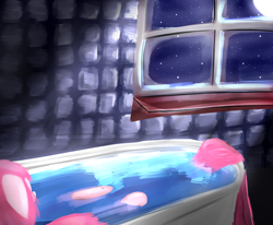 Size: 1280x1054 | Tagged: safe, artist:madacon, pinkie pie, earth pony, pony, bath, night, solo, wet mane