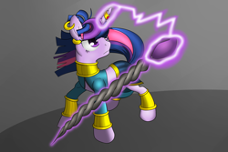 Size: 3000x2000 | Tagged: safe, artist:xonxt, derpibooru import, twilight sparkle, clothes, diablo 2, horn ring, magic, solo, sorceress, staff