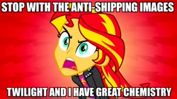 Size: 3643x2048 | Tagged: safe, sci-twi, sunset shimmer, twilight sparkle, equestria girls, equestria girls (movie), angry, drama bait, female, image macro, implied sci-twi, lesbian, meme, scitwishimmer, shipping, shipping war, sunsetsparkle