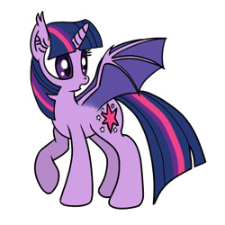 Size: 1040x1040 | Tagged: safe, artist:morits, derpibooru import, twilight sparkle, twilight sparkle (alicorn), alicorn, bat pony, pony, race swap, solo