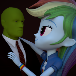 Size: 540x540 | Tagged: safe, artist:3d thread, artist:creatorofpony, derpibooru import, rainbow dash, oc, oc:anon, equestria girls, /mlp/, 3d, 3d anon, 3d model, anonymous, blender, clothes, eyes on the prize, necktie, shirt, suit, wristband