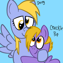 Size: 2000x2000 | Tagged: safe, artist:saveraedae, crackle pop, derpy hooves, pegasus, pony, the cart before the ponies, female, hug, mare