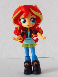 Size: 960x1280 | Tagged: safe, artist:whatthehell!?, sunset shimmer, equestria girls, boots, clothes, doll, dress, equestria girls minis, irl, jacket, pants, photo, shoes, skirt, toy