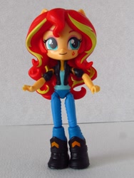 Size: 960x1280 | Tagged: safe, artist:whatthehell!?, sunset shimmer, equestria girls, boots, clothes, doll, equestria girls minis, irl, jacket, pants, photo, shoes, toy