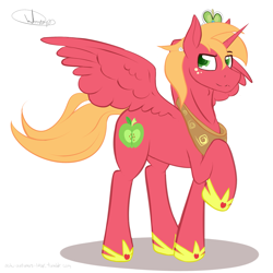 Size: 2147x2147 | Tagged: safe, artist:whisperfoot, derpibooru import, big macintosh, alicorn, pony, do princesses dream of magic sheep, alicornified, cute, princess big mac, race swap, solo