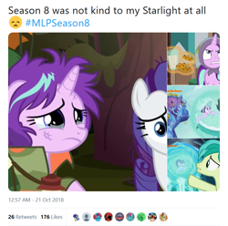 Size: 724x717 | Tagged: safe, screencap, rarity, sandbar, starlight glimmer, father knows beast, school raze, season 8, the mean 6, the parent map, meta, twitter