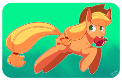 Size: 2491x1660 | Tagged: safe, artist:chiptoony, applejack, earth pony, pony, apple, female, mare, solo