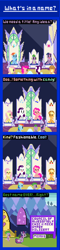 Size: 440x1820 | Tagged: safe, artist:zztfox, derpibooru import, applejack, fluttershy, pinkie pie, rainbow dash, rarity, spike, twilight sparkle, twilight sparkle (alicorn), alicorn, dragon, earth pony, pegasus, pony, unicorn, comic, female, mane seven, mane six, mare, pixel art, sign, throne room, twilight's castle