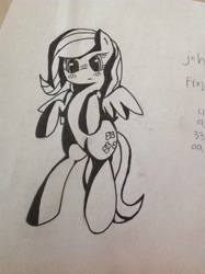 Size: 1936x2592 | Tagged: safe, artist:php106, fluttershy, pegasus, pony, ink, monochrome, solo, traditional art