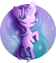 Size: 4000x4515 | Tagged: safe, artist:belka-sempai, starlight glimmer, pony, unicorn, cutie mark, eyes closed, female, glowing horn, hooves, horn, lineless, magic, mare, on back, simple background, solo, transparent background