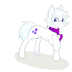 Size: 2000x2000 | Tagged: safe, artist:whisperfoot, derpibooru import, double diamond, clothes, cute, male, raised hoof, scarf, smiling, solo