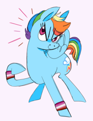 Size: 498x648 | Tagged: safe, artist:mewnikitty, derpibooru import, rainbow dash, pegasus, pony, female, headcanon, lesbian, lesbian pride flag, lgbt, lgbt headcanon, pride, pride flag, solo