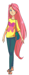 Size: 632x1629 | Tagged: safe, artist:looji, fluttershy, human, cute, humanized, simple background, solo, transparent background