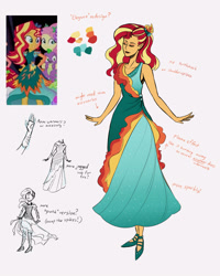 Size: 2400x3000 | Tagged: safe, artist:overlordneon, fluttershy, spike, spike the regular dog, sunset shimmer, dog, equestria girls, legend of everfree, alternate design, alternate hairstyle, clothes, concept art, crystal gala, dress, eyes closed, smiling