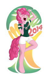 Size: 789x1200 | Tagged: safe, artist:iluvhalo, pinkie pie, anthro, football, mexico, solo, world cup, world cup 2014