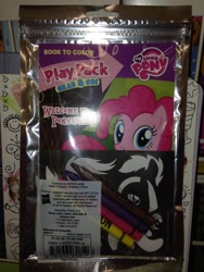 Size: 2448x3264 | Tagged: safe, pinkie pie, irl, merchandise, mlp play pack, my little pony logo, paper pony, photo, toy