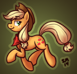 Size: 431x414 | Tagged: safe, artist:serenamidori, applejack, earth pony, pony, bandana, female, mare, solo