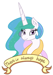 Size: 827x1169 | Tagged: safe, artist:sketchy brush, artist:zev, princess celestia, alicorn, pony, collaboration, banner, bust, featured on derpibooru, female, hope, inspirational, looking at you, mare, old banner, portrait, positive message, positive ponies, simple background, smiling, solo, transparent background, uplifting, vector