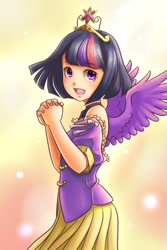 Size: 800x1200 | Tagged: safe, artist:ninjaham, derpibooru import, twilight sparkle, twilight sparkle (alicorn), alicorn, human, crown, cute, humanized, solo, winged humanization, younger