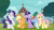 Size: 1920x1080 | Tagged: safe, derpibooru import, screencap, angel bunny, applejack, fluttershy, rainbow dash, rarity, twilight sparkle, twilight sparkle (alicorn), alicorn, earth pony, pegasus, pony, unicorn, yakity-sax, discovery family logo