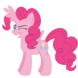 Size: 6000x6000 | Tagged: safe, artist:waveywaves, pinkie pie, alicorn, pony, absurd resolution, alicron, misplaced horns, misplaced wing, pinkiecorn, race swap, solo, wat, what has science done, xk-class end-of-the-world scenario