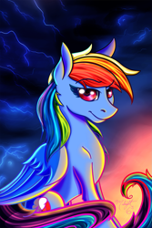 Size: 1133x1700 | Tagged: safe, artist:midnightsix3, derpibooru import, rainbow dash, pegasus, pony, detailed background, female, mare, solo