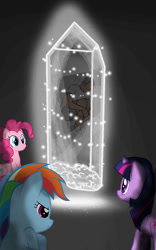 Size: 875x1400 | Tagged: safe, artist:west-ninja, derpibooru import, pinkie pie, rainbow dash, twilight sparkle, human, crystal, parody