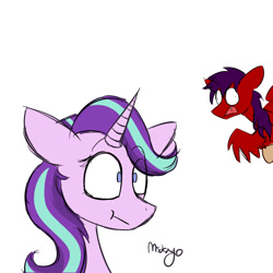 Size: 1200x1200 | Tagged: safe, artist:msdrago, starlight glimmer, oc, oc:crimson cardinal, pegasus, pony