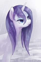 Size: 600x900 | Tagged: safe, artist:amy30535, rarity, pony, unicorn, rarity takes manehattan, pixiv, solo, wet, wet mane, wet mane rarity