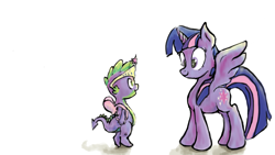 Size: 1366x768 | Tagged: safe, artist:explonova, derpibooru import, spike, twilight sparkle, twilight sparkle (alicorn), alicorn, dragon, pony, accessory swap