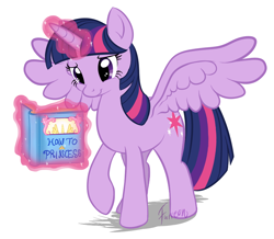 Size: 950x830 | Tagged: safe, artist:furreon, derpibooru import, twilight sparkle, twilight sparkle (alicorn), alicorn, pony, book, female, magic, mare, reading, solo