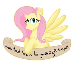 Size: 500x458 | Tagged: safe, artist:skysoarer354, edit, fluttershy, pegasus, pony, bust, love, mouthpiece, old banner, out of character, solo, spread wings, tumblr